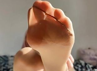 ados, esclave, pieds, webcam, fétiche, bâillonnement, domination, femme-dominatrice, en-nylon, sucer