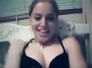 Blonde Girl Undressing In Front Of A Webcam After Loosing A Game
