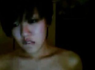 asiatique, masturbation, amateur, femme-habillée-mec-nu, webcam