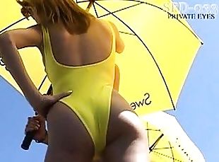 Japanese AV Model wears a swimsuit that shows off her hot tits