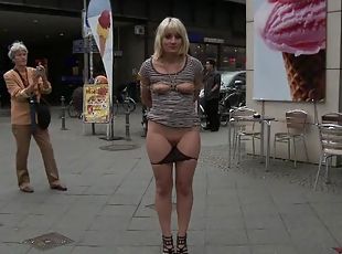 Sexy blonde Gets Publicly Humiliated As She Gets Fucked And Gives A...