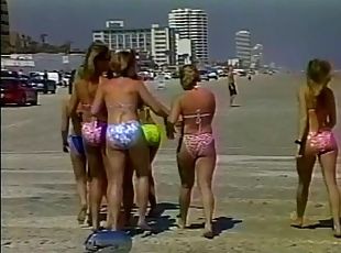 pubblici, ragazze-giovani, retro, motociclisti, bikini, selvaggi