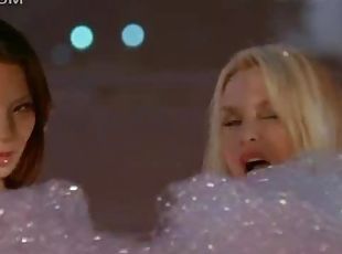 Lucy Liu and Nicolette Sheridan Playing In a Bathtub In Sexy Lingerie