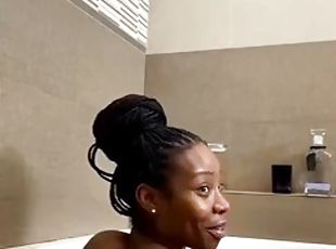 Thick black girl in shower