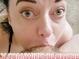 store-pupper, kone, amatør, blowjob, milf, deepthroat, ludder, pov, pupper, brunette