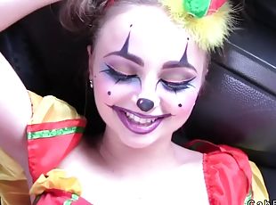 Hot clown got pussy banged in cab