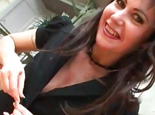 Beautiful brunette cougar with big tits enjoying a hardcore anal fuck