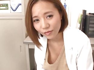 asiatisk, store-patter, sygeplejerske, hardcore, japans, spiller, par, synsvinkel, action, påklædt-sex