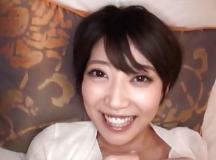 Luscious Japanese cutie milks a stiff cumshooter then takes it up h...