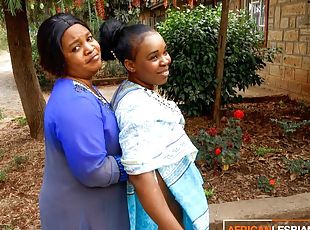African Married MILFS Lesbian Make Out In Public During Neighbourho...
