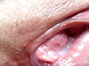 Her swollen creamy cunt is delicious! Eating a aroused puffy pussy. Creampie. Female orgasm. Extreme close-up.