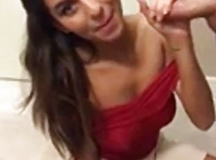 Nina sucks and fucks in the bathroom