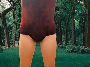 Hot Red Dressed Beautiful Outdoors Video of Me In The Park Alone Bu...