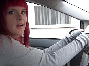 Redhead Emo Showing Tits In Car