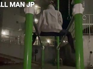 [Japanese] cute girl can't stand it while practicing pole dancing a...