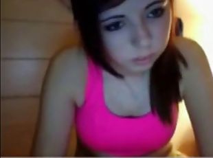 amateur, adolescente, juguete, con-los-dedos, zorra-slut, webcam, afeitada, morena