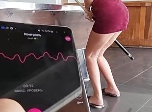 I control her pussy in public with a lovense lush - she moans and i...