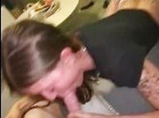 POV PAWG Gives Intense Couch Blowjob ( She Swallows Every Drop Of M...