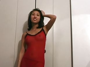 asiatisk, storatuttar, fitta-pussy, underkläder, naturlig, tuttar, ensam, pigg, string