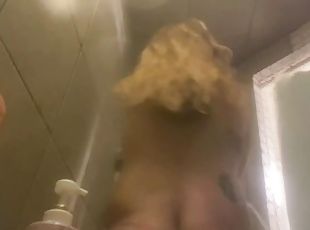 kąpiel, masturbacja, amatorskie, blondynka, prysznic, solo