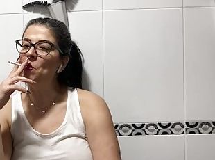 óculos, amador, chupanços, mulher-madura, latina, mãe, mãe-mother, fetiche, sozinho, fumando