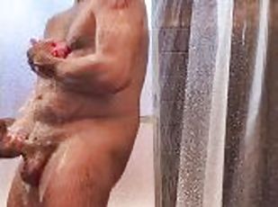 bañando, papá, amateur, gay, ducha, a-solas, papi