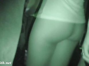 Jeny Smith goes in a club with simless transparent leggings. Teasin...