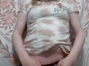 Absolutely adorable chubby trans girl strip tease dance in flowery ...