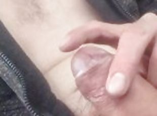 Stroking My Cock and Tasting My Cum in Public