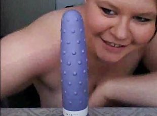 Chubby amateur tit fucking her dildo