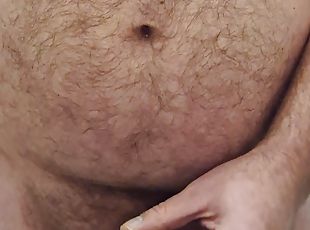 44 year old naked uncut hairy Daddy cuming all over the public toil...