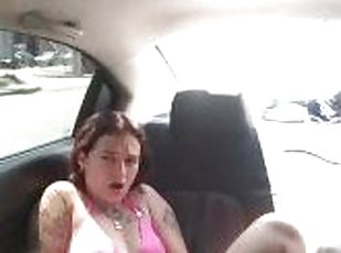 masturbation, orgasme, public, chatte-pussy, voiture, parfait, banquette-arrière, argentine, brunette