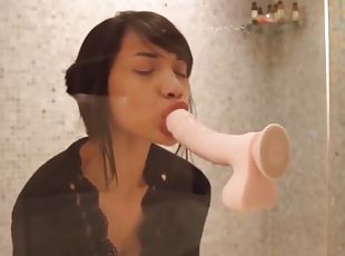 asiatisk, bad, masturbation, amatör, anal, tonåring, webbkamera, dildo, dusch, ensam