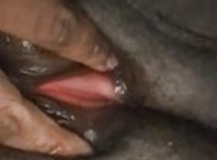 clitoris, masturbaatio, pillu-pussy, amatööri, eebenpuinen, musta, soolo, märkä