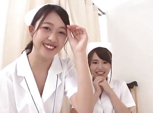 POV video of FFM threesome with slutty Japanese nurses in HD