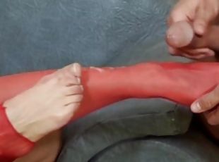 Red stocking hot bitch suck and milk him the balls empty with her r...