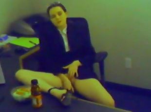 Office masturbation break for naughty slut