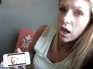 Tremendous slutty teen blonde proving her blowjob skills