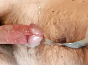 Strong cumshot when wanking off after my wife had felt tired, leavi...