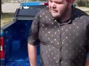 Chub Jerks Off In Back Of His Truck Outside