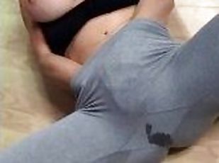 Naughty Blonde Milf Squirting in Gym Pants Big Boobs Sexy Ass Hot a...