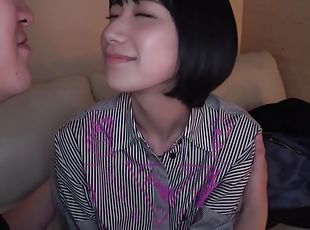 asiatisk, amatør, japans, deepthroat, synsvinkel, brunette, tatovering