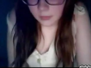 óculos, cona-pussy, adolescente, webcam, doce, depilada, morena