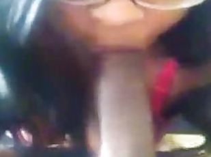 Chick With Glasses Sucking A Big Fucking Cock.
