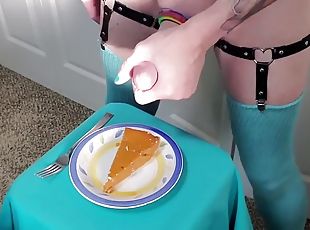Rikki Ocean tops her pumpkin pie with her special hand whipped crea...