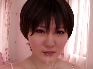 Luscious Momoka Nishina gives a blowjob in POV video