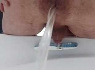 Anal enema and fuck with shower gel