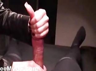 Girl gives a handjob until he cums