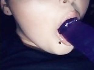 Licking the cum off my toy and fucking my pussy so good