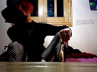 travestit, picioare, ciorapi, pov, plasa-de-peste, fetish